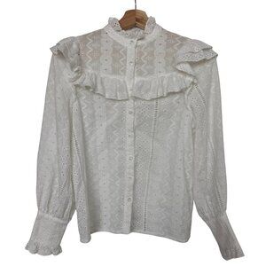 En Saison Boho Eyelet Button Up Blouse
